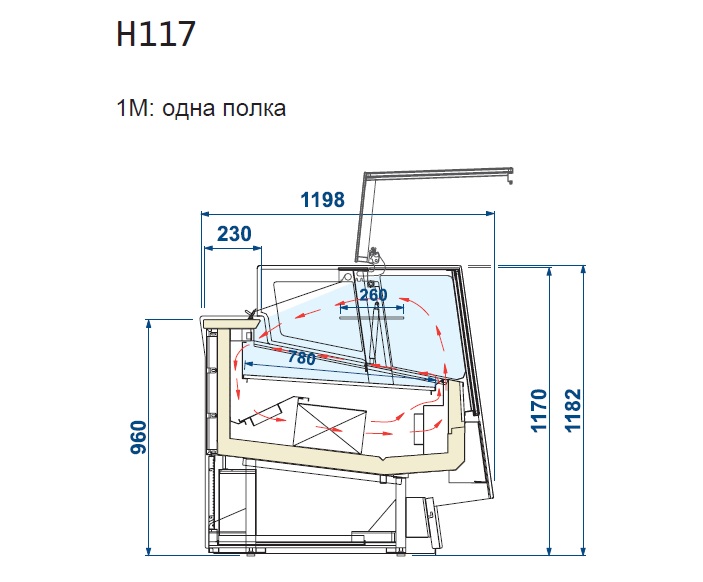 ВИТРИНА КОНДИТЕРСКАЯ ISA KALEIDO 120 H117 1M низкая — 2