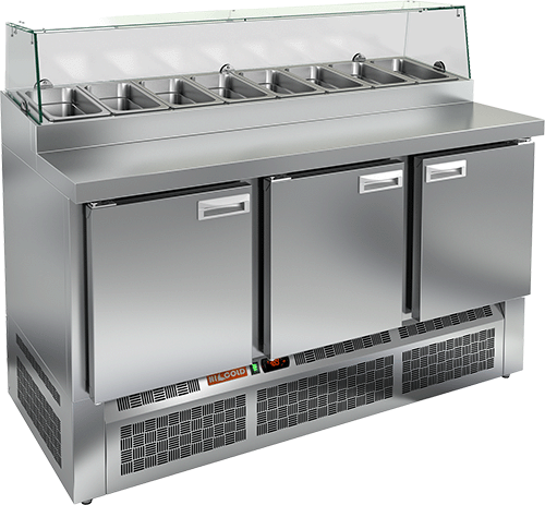 СТОЛ ДЛЯ ПИЦЦЫ HICOLD PZE1-111GN (1/3) СО СТЕКЛОМ — 1
