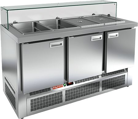 СТОЛ ДЛЯ САЛАТОВ HICOLD SLE3-111GN НИЗКОЕ СТЕКЛО — 2