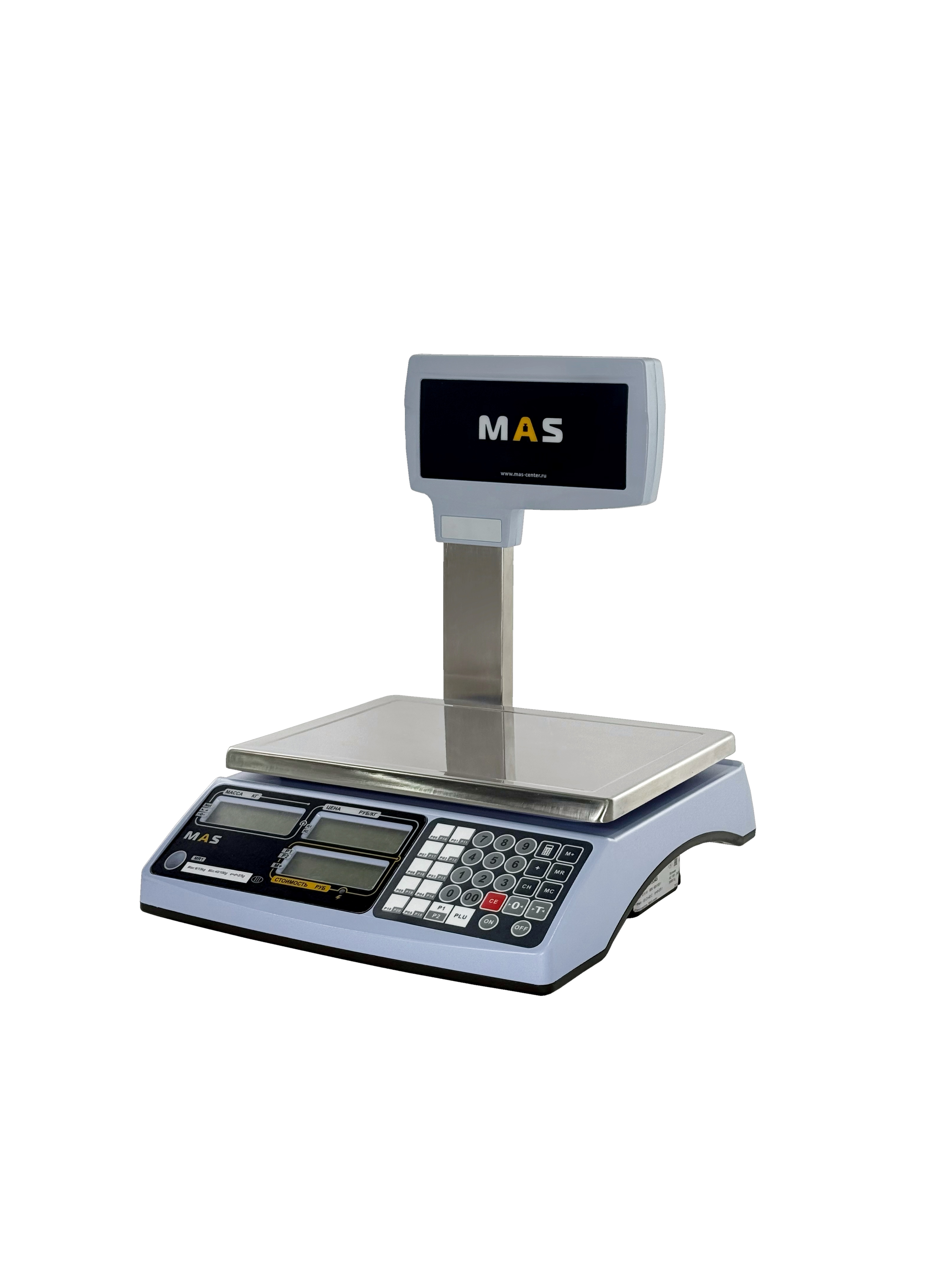 ВЕСЫ ЭЛЕКТРОННЫЕ ТОРГОВЫЕ СО СТОЙКОЙ MAS MR1-15P — 2