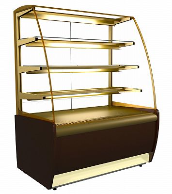 Витрина холодильная Полюс K70 VH 1,3-1 LIGHT Chocolate  Паттерн (0106 Седой дуб)