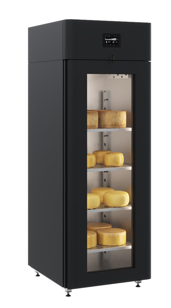 ШКАФ ХОЛОДИЛЬНЫЙ.СО СТЕКЛЯННОЙ ДВЕРЬЮ POLAIR CS107-CHEESE BLACK 1001220d