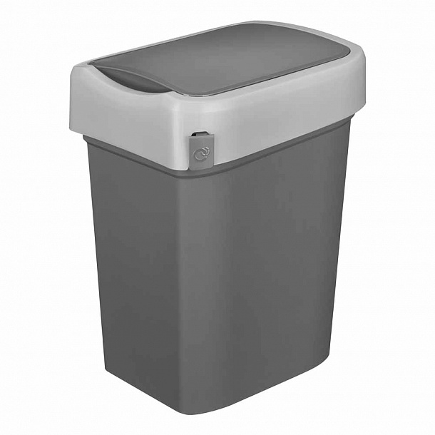 Бак для мусора "SMART BIN" 50л (430x330x630мм), с крышкой "маятник" (серый) 434258111