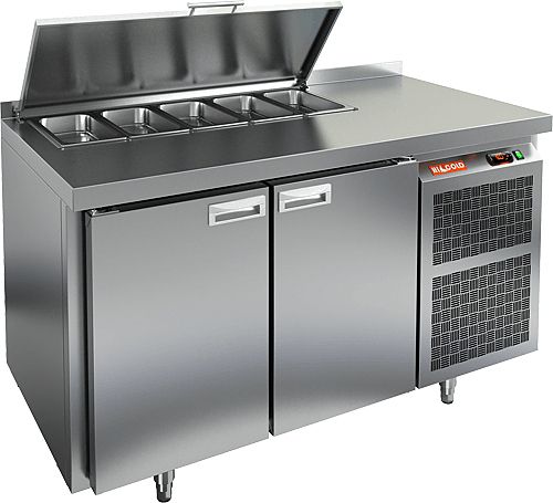 SL1-11GN (1/3) БЕЗ КРЫШКИ стол для салатов, охл.(+2+10), 2 двери, 1390х700х850мм, HICOLD RUS