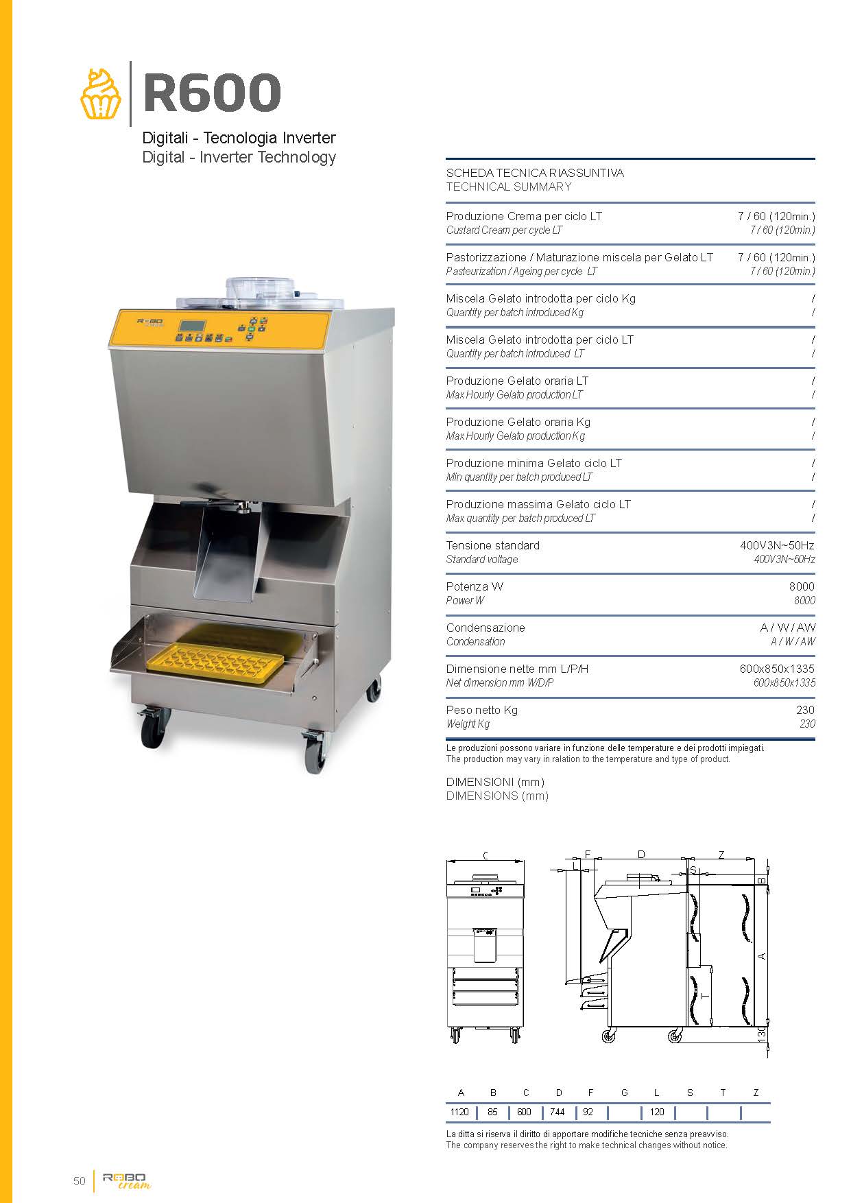ПАСТЕРИЗАТОР КРЕМОВАРКА ROBOCREAM R600 W — 2