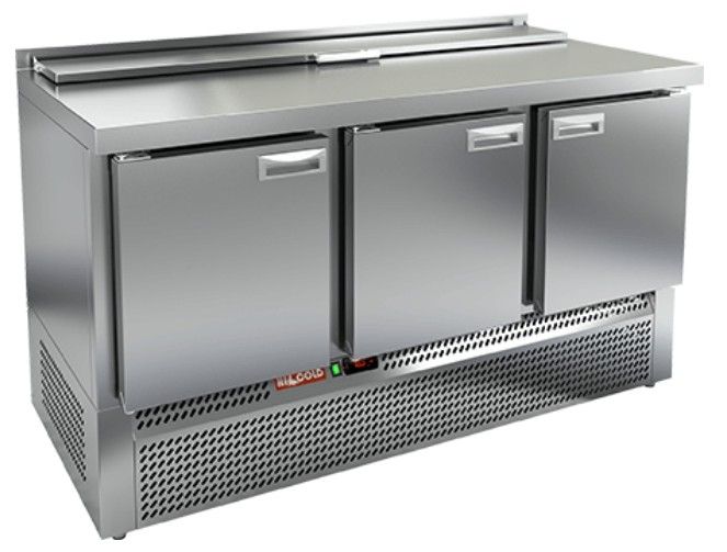 SLE2-111GN (1/6) стол для салатов охл.(+2+10), 3 двери, 1485х700х850мм, ниж.распол.агрегата