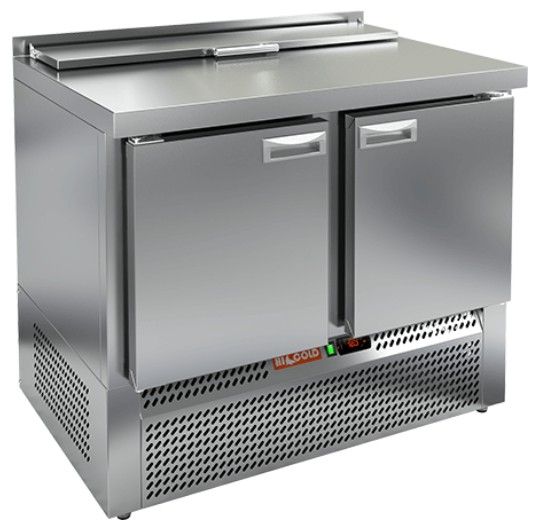 SLE2-11GN (1/6) стол для салатов  охл.(+2+10), 2 двери, 1000х700х850мм, ниж.распол.агрегата, HICOLD