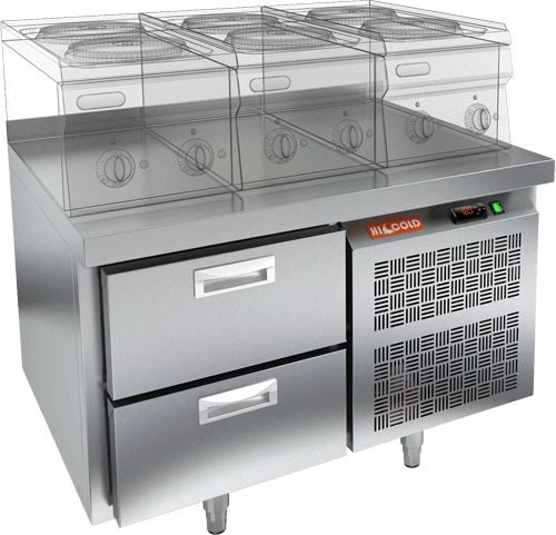 СТОЛ С МОРОЗИЛЬНЫМ ШКАФОМ HICOLD GN 2/BT LT (R290)