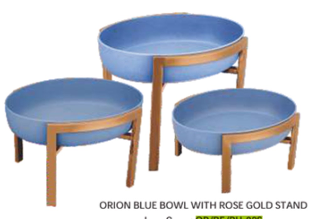 Чаша ORION BLUE с подставкой Rose Gold h27,5*34*28,5см, OR/BE/BU-02L