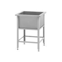 Ванна моечная ВМСн - 700*600*860 "Norma Inox", 1 м/о 600*500*300 (ножка угловая; полка с отверстием, борт, ширина 100 мм)